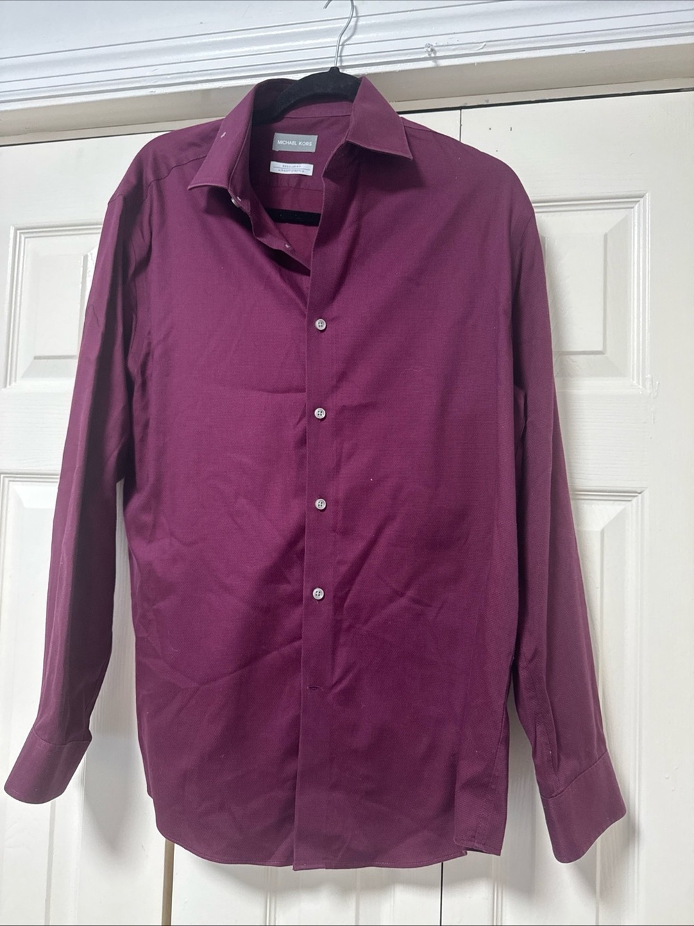 Michael Kors Men's Plum Long-Sleeve Dress Shirt b5